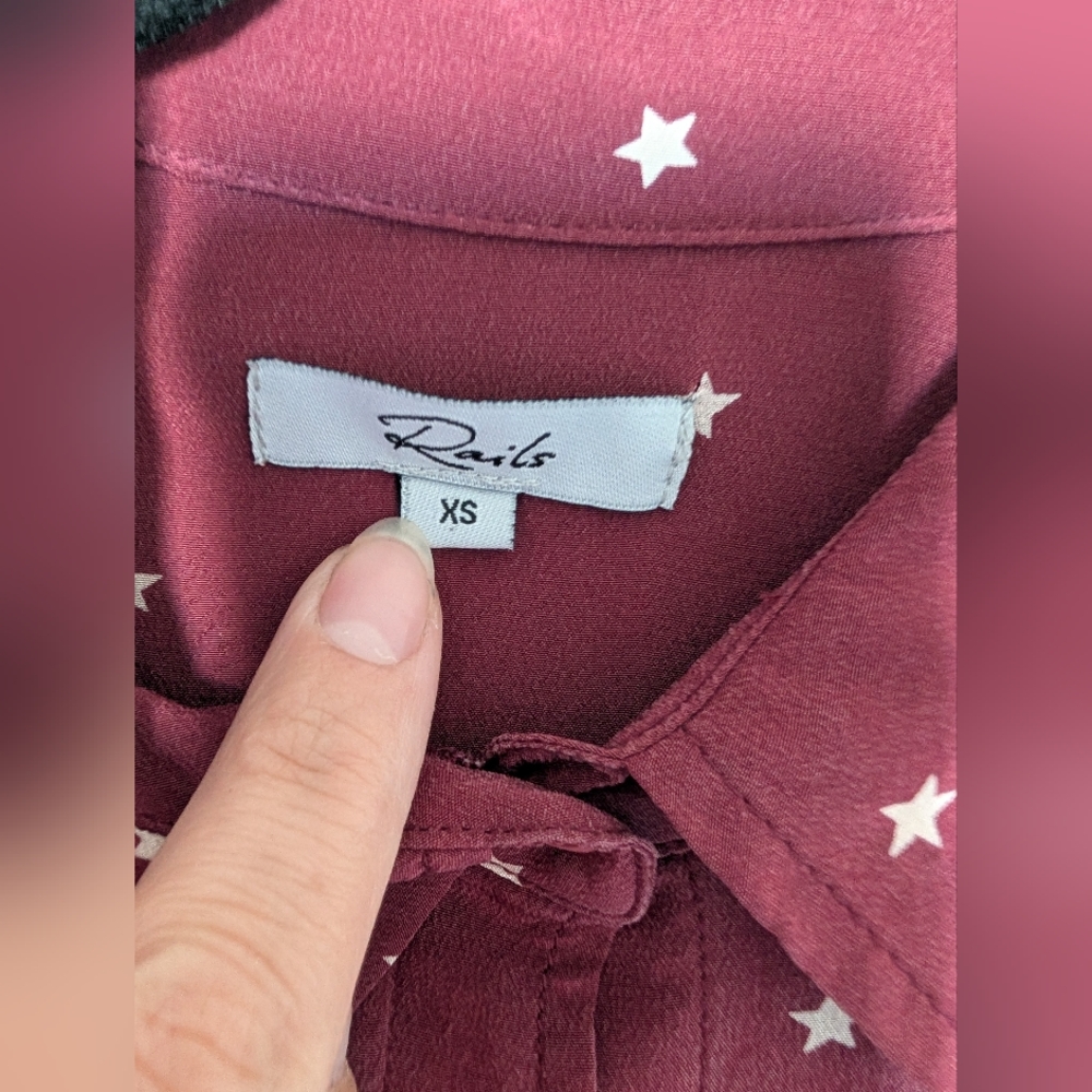 Rails Kate Burgundy Star Print Blouse - Picture 6 of 12